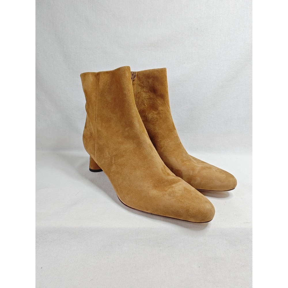 Vince Hilda‎ Boot Bootie Tan Fawn Suede Leather 7 Kitten Low Heel Square Toe